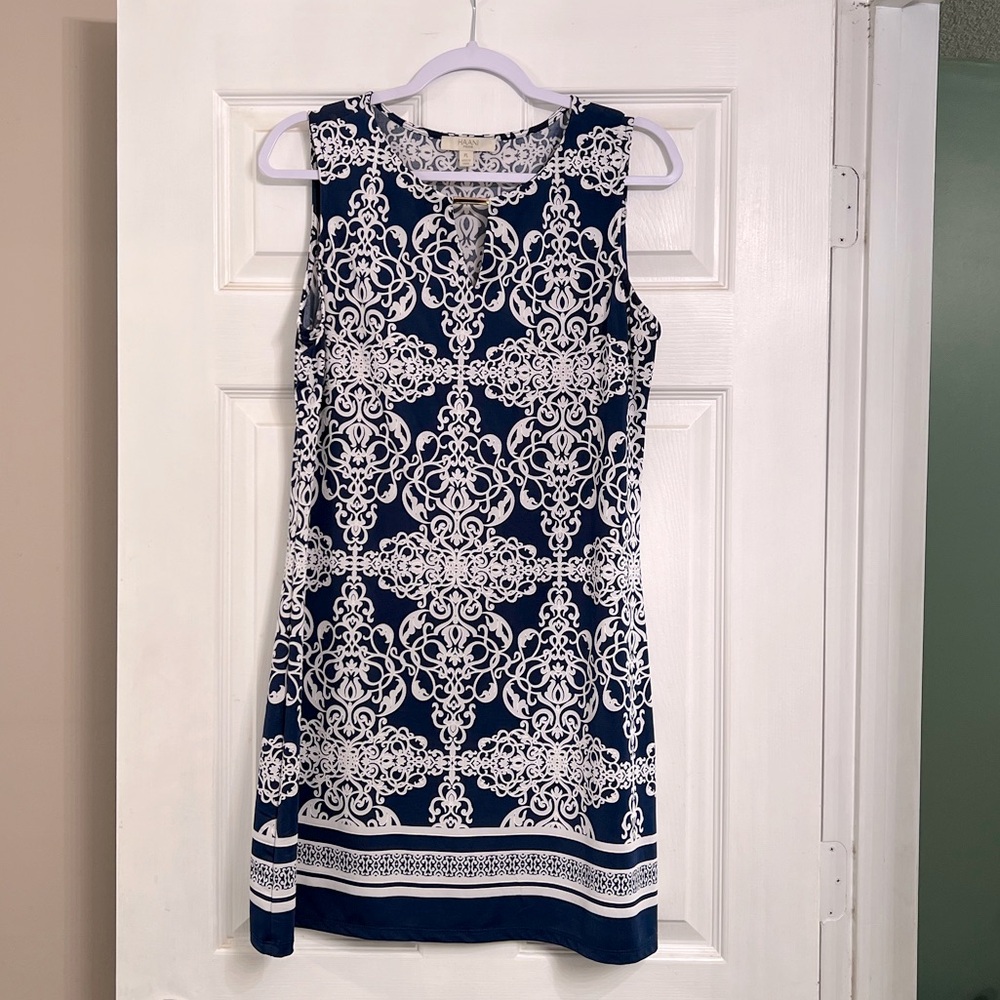 Haani Navy and White Patterned Dress